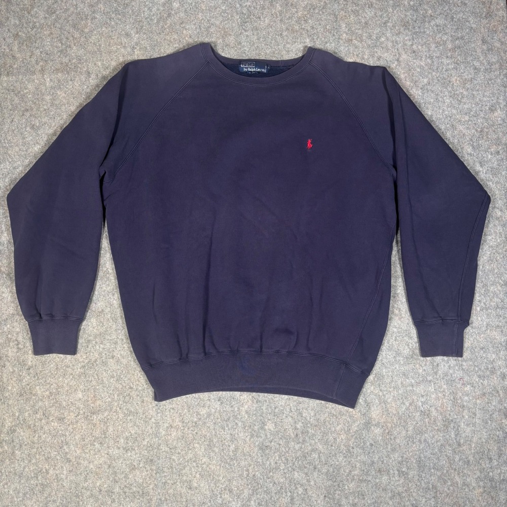 Polo Ralph Lauren Sweatshirt Mens L Navy Blue Raglan Sleeve Vintage Pony Logo